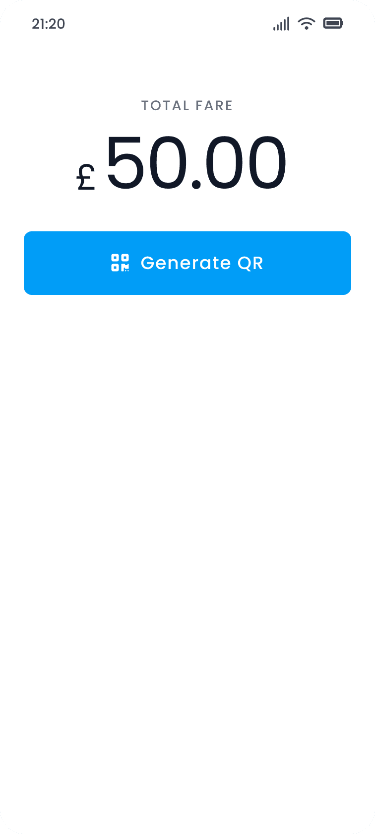 Enter the fare amount and generate a QR code