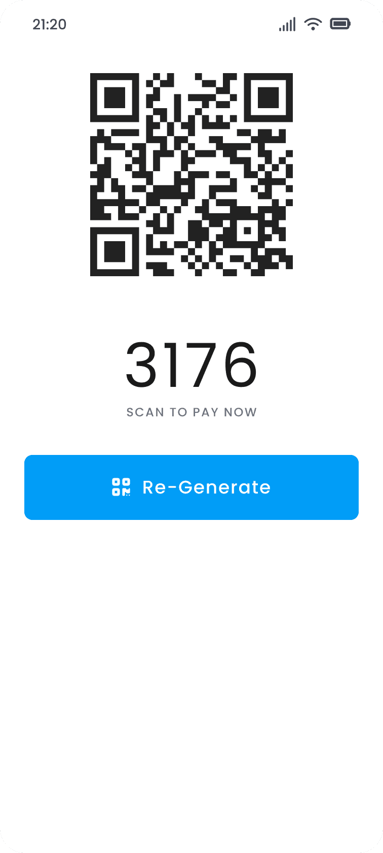 QR code ready for the passenger to scan and pay